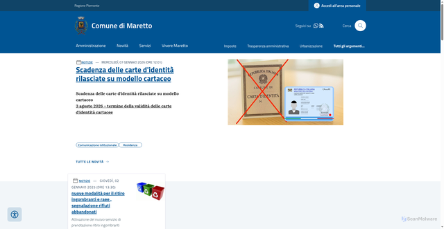 Security scan screenshot of https://www.comune.maretto.at.it
