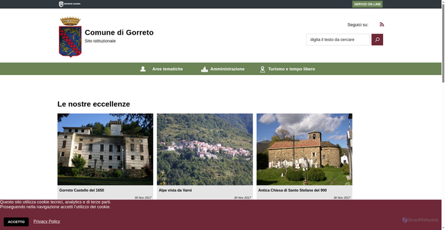 Security scan screenshot of https://www.comune.gorreto.ge.it/