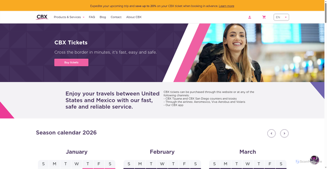 Security scan screenshot of https://www.crossborderxpress.com/en/tickets/