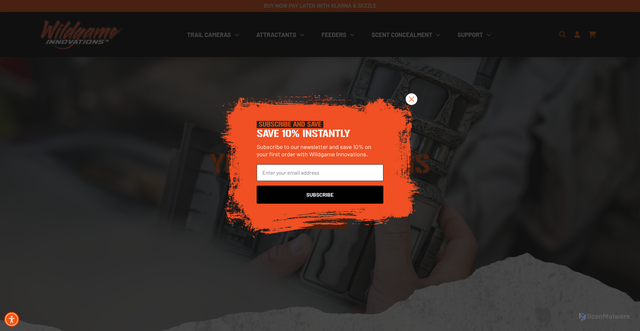 Security scan screenshot of https://www.wildgameinnovations.com/