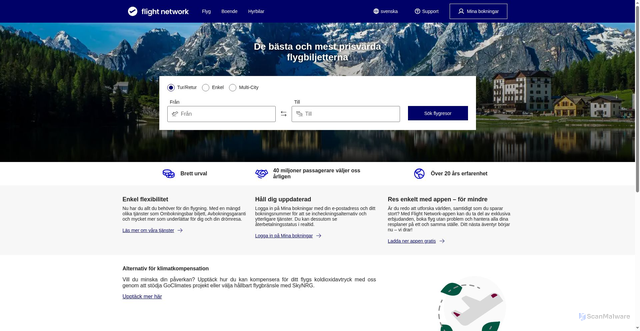 Security scan screenshot of https://flightnetwork.com