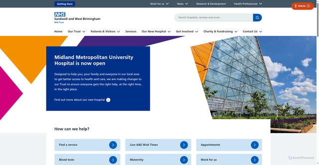 Security scan screenshot of https://www.swbh.nhs.uk/