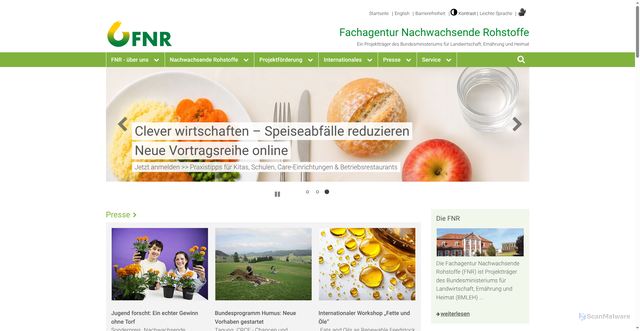 Security scan screenshot of http://www.fnr.de
