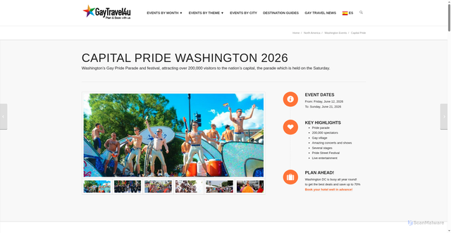 Security scan screenshot of https://www.gaytravel4u.com/event/capital-pride-washington/