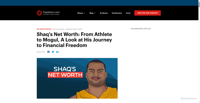 Security scan screenshot of https://www.capitalism.com/shaqs-net-worth/