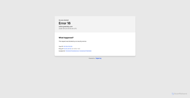 Security scan screenshot of https://online.greensky.com