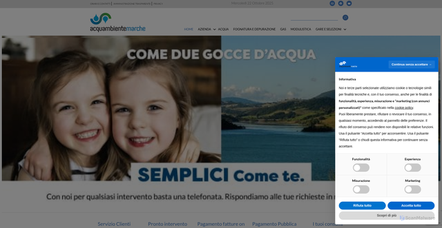 Security scan screenshot of https://www.acquambientemarche.it/