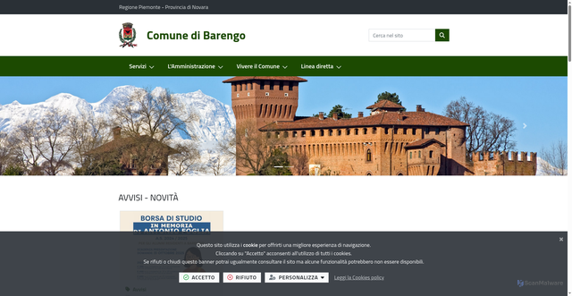 Security scan screenshot of https://www.comune.barengo.no.it/it-it/home