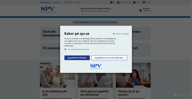 Security scan screenshot of https://www.spv.se/privatperson/statlig-tjanstepension/