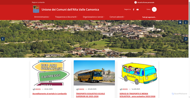 Security scan screenshot of https://www.unionealtavallecamonica.bs.it/