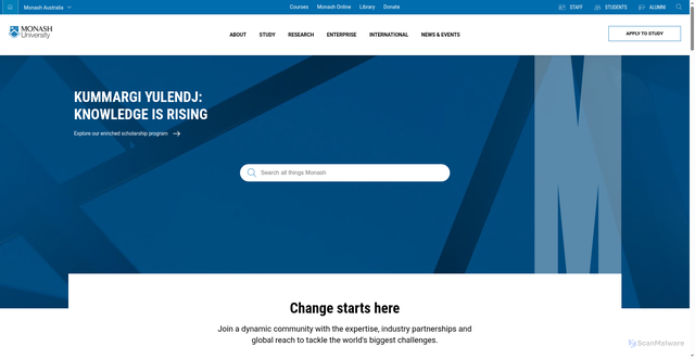 Security scan screenshot of https://monash.edu