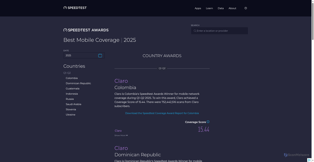 Security scan screenshot of https://singbox-c6b.pages.dev/awards/coverage/