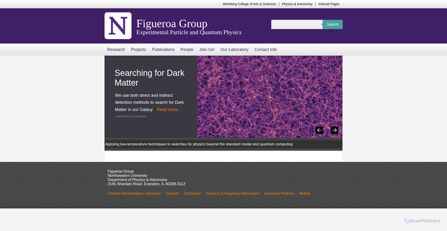 Security scan screenshot of https://figueroa.physics.northwestern.edu