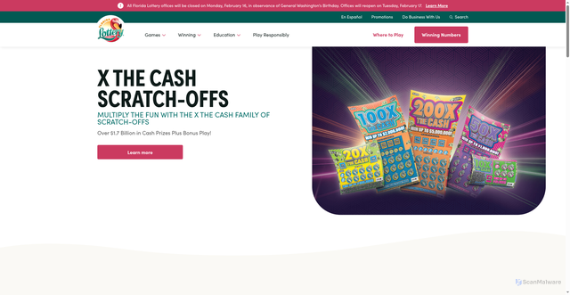 Security scan screenshot of https://flalottery.com