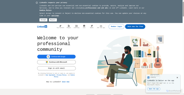 Security scan screenshot of https://www.linkedin.com/