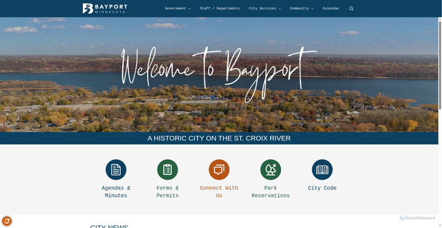 Security scan screenshot of https://bayportmn.gov/