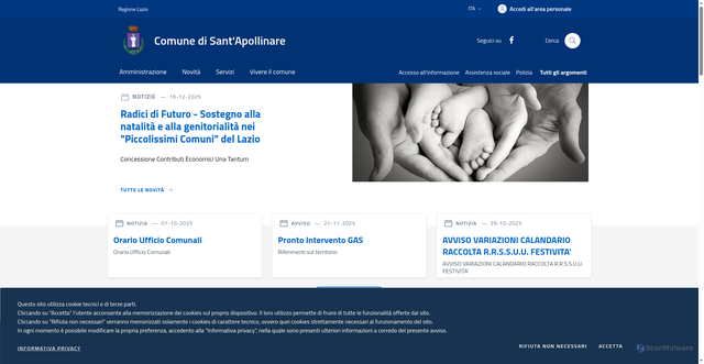 Security scan screenshot of https://www.comune.santapollinare.fr.it/