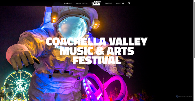 Security scan screenshot of https://aegworldwide.com/divisions/music/coachella-valley-music-arts-festival