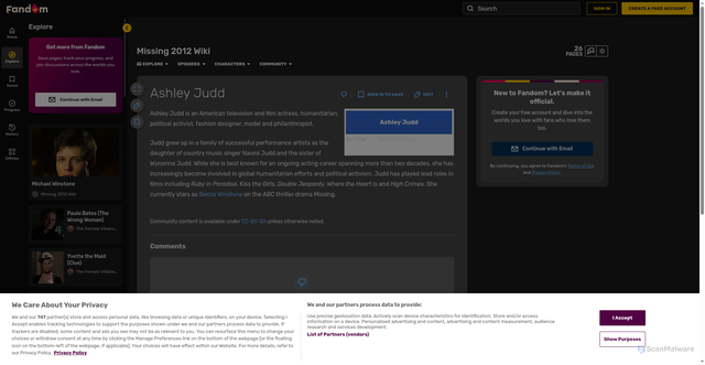 Security scan screenshot of https://missing2012.fandom.com/wiki/Ashley_Judd