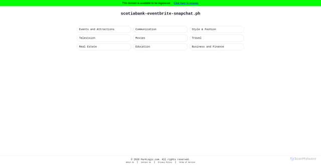 Security scan screenshot of http://scotiabank-eventbrite-snapchat.ph/