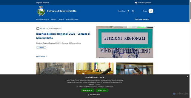 Security scan screenshot of https://www.comune.montemiletto.av.it/it