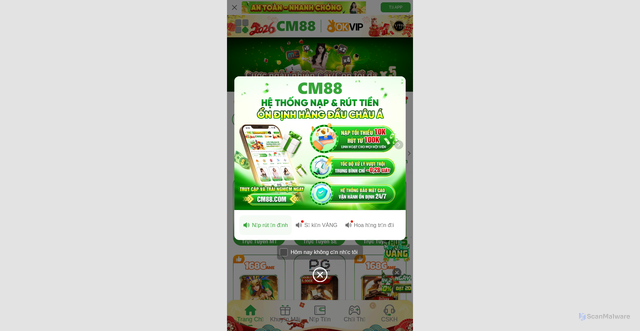 Security scan screenshot of https://cmvip88.top/