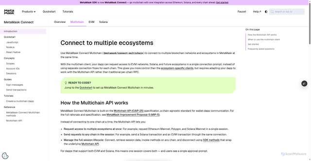 Security scan screenshot of http://metamask-docs-git-dependabot-npmandya-95394d-consensys-ddffed67.vercel.app/metamask-connect/multichain/