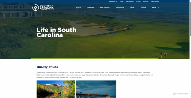 Security scan screenshot of https://www.sccommerce.com/why-sc/life-south-carolina