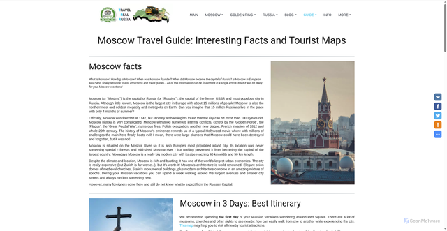 Security scan screenshot of https://travelrealrussia.com/aboutmoscow