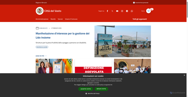 Security scan screenshot of https://www.comune.vasto.ch.it