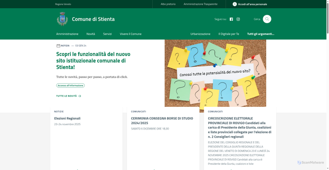 Security scan screenshot of https://www.comune.stienta.ro.it/