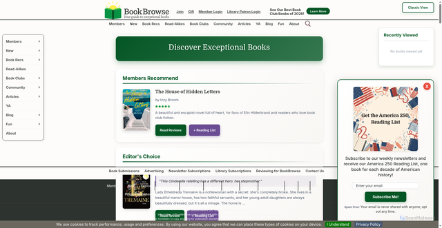 Security scan screenshot of https://bookbrowse.com
