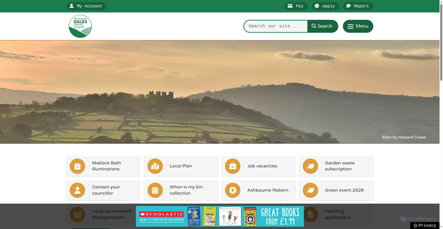 Security scan screenshot of http://www.derbyshiredales.gov.uk