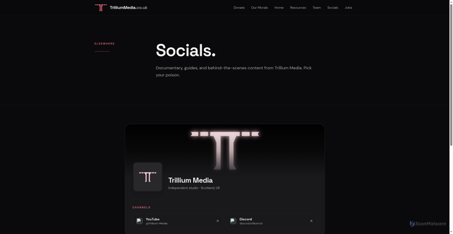 Security scan screenshot of https://trilliummedia.co.uk/socials