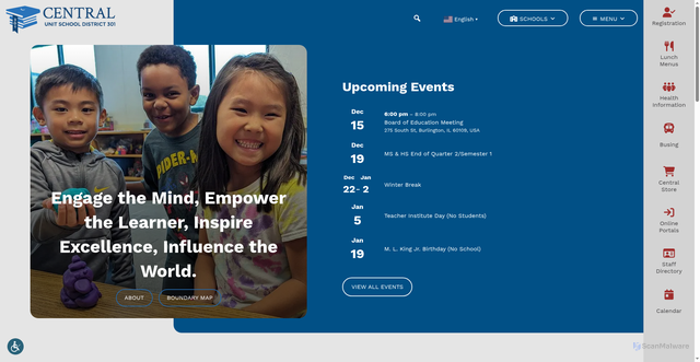 Security scan screenshot of https://central301.net/