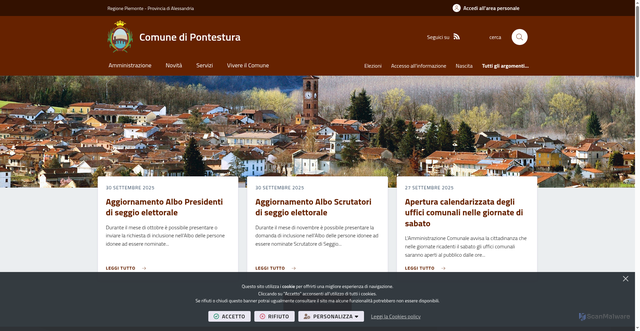 Security scan screenshot of https://www.comune.pontestura.al.it/it-it/home