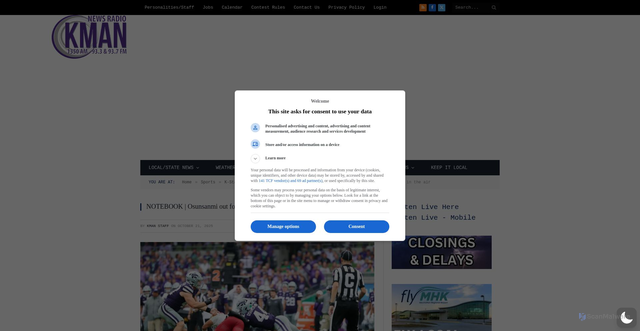Security scan screenshot of https://1350kman.com/2025/10/notebook-osunsanmi-out-for-season-edwards-status-up-in-the-air/