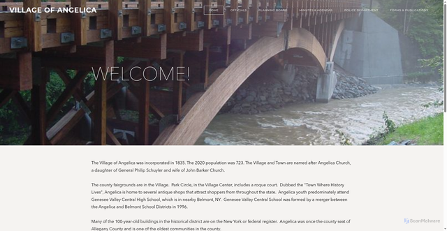 Security scan screenshot of https://www.villageofangelica.gov/