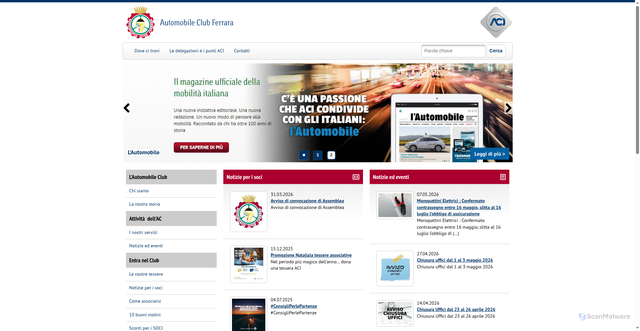 Security scan screenshot of https://www.ferrara.aci.it