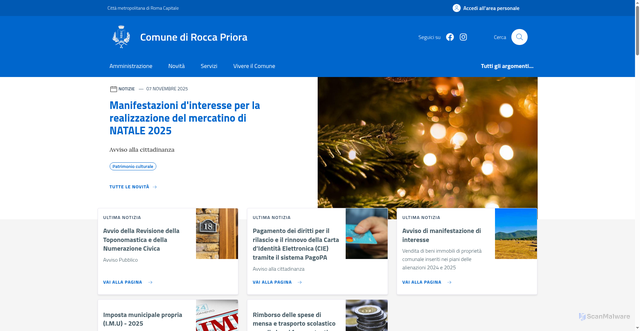 Security scan screenshot of https://www.comune.roccapriora.rm.it/