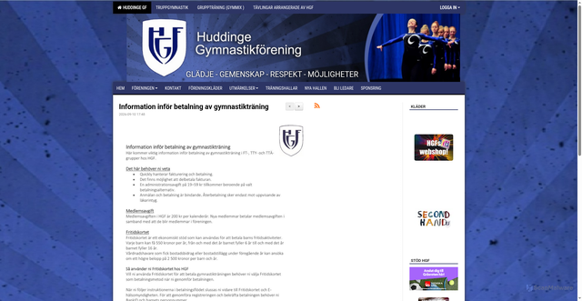 Security scan screenshot of https://huddingegf.web.sportadmin.se/nyheter/?ID#1385