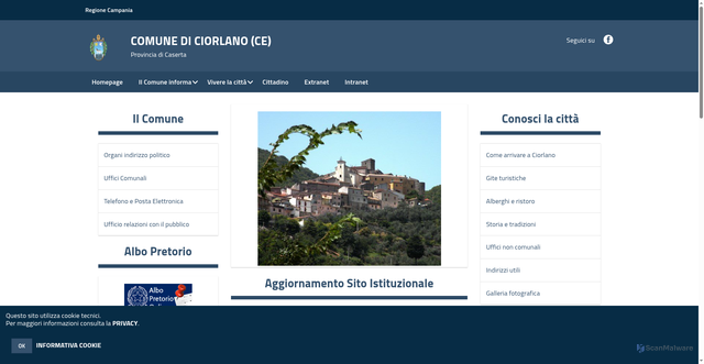Security scan screenshot of https://www.comune.ciorlano.ce.it/hh/index.php