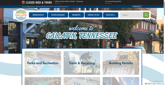Security scan screenshot of https://gallatintn.gov/