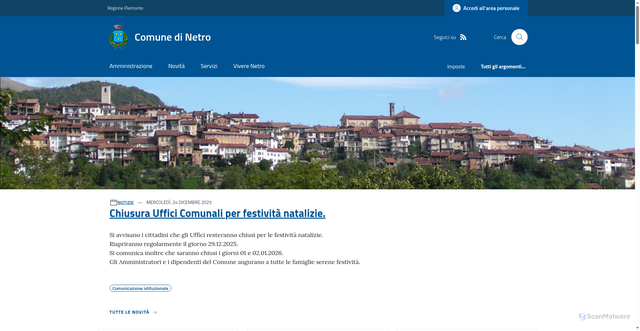 Security scan screenshot of https://www.comune.netro.bi.it/