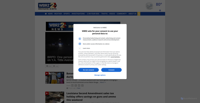 Security scan screenshot of https://wbrz.com