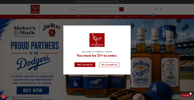 Security scan screenshot of https://remedyliquor.myshopify.com