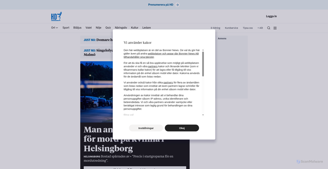 Security scan screenshot of https://hd.se