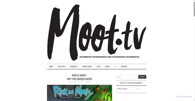 Security scan screenshot of https://moot.tv/rick-morty/