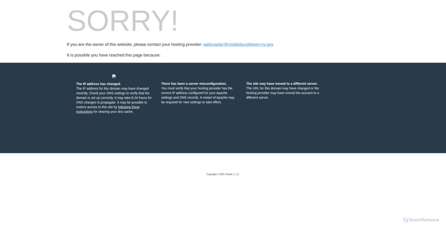 Security scan screenshot of http://middleburghtown-ny.gov/