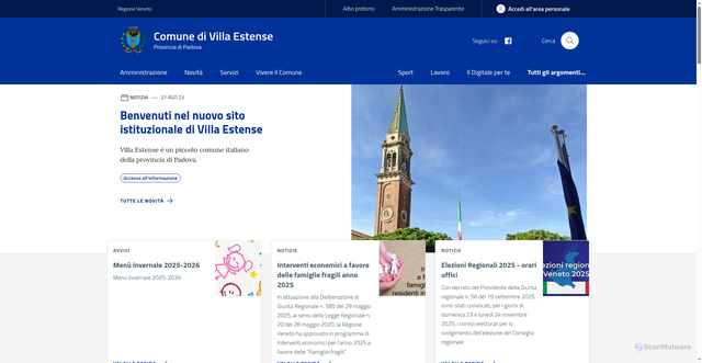 Security scan screenshot of https://www.comune.villaestense.pd.it/